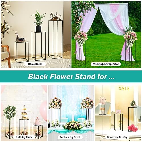 10 PCS Black Vases Flower Stands 31.5", Wedding Centerpieces for Tables, Metal Geometric Flower Vase, Tall, alternate view 6
