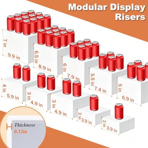 10 Pcs Buffet Risers and Stands with Mini Table Sign and Makers in Grayish White, alternate view 2