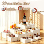 10 Pcs Buffet Risers and Stands with Mini Table Sign and Makers in Grayish White, alternate view 3