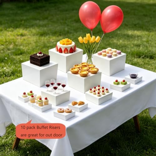 10 Pcs Buffet Risers, Buffet Risers and Stands, Food Risers for Buffet Table, Dessert Table Display Set with, alternate view