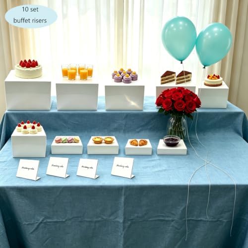 10 Pcs Buffet Risers, Buffet Risers and Stands, Food Risers for Buffet Table, Dessert Table Display Set with, alternate view