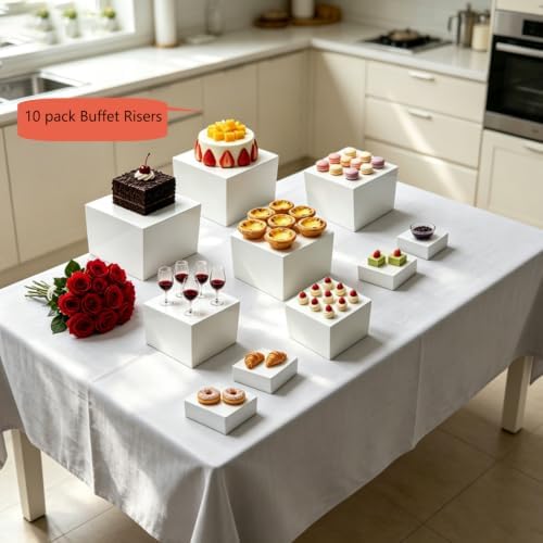 10 Pcs Buffet Risers, Buffet Risers and Stands, Food Risers for Buffet Table, Dessert Table Display Set with, alternate view