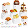 10 Pcs Buffet Risers, Food Display Stands with Mini Signs & Markers