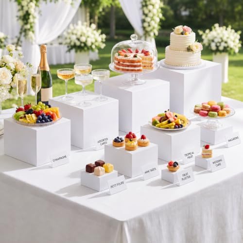10 Pcs Buffet Risers, Food Display Stands with Mini Signs & Markers, alternate view 2