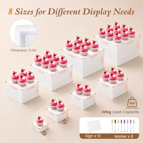 10 Pcs Buffet Risers, Food Display Stands with Mini Signs & Markers, alternate view 3