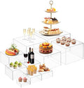 10 PCS Buffet Risers, Large Food Risers for Buffet Table, Dessert Display in Transparent