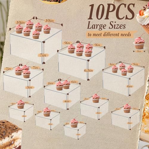 10 PCS Buffet Risers, Large Food Risers for Buffet Table, Dessert Display in Transparent, alternate view 2