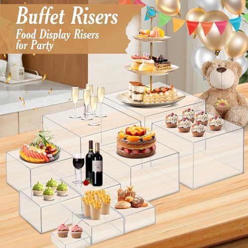 10 PCS Buffet Risers, Large Food Risers for Buffet Table, Dessert Display in Transparent, alternate view 3