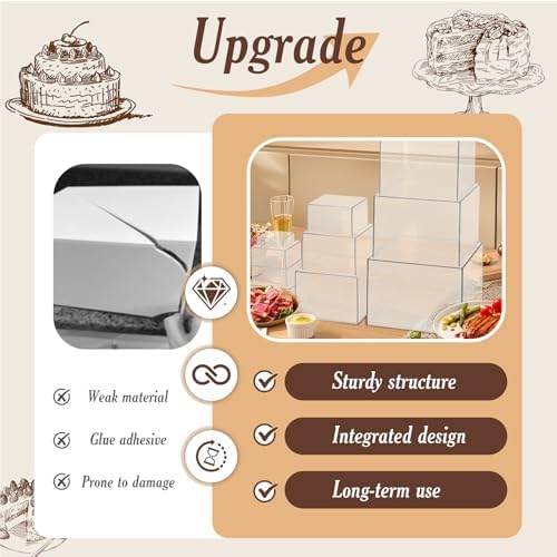 10 PCS Buffet Risers, Large Food Risers for Buffet Table, Dessert Display in Transparent, alternate view 6
