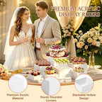 10 Pcs Buffet Risers with Mini Sign and Maker Serving Tongs Cake Cutter, White Acrylic Food Display Stands for, alternate