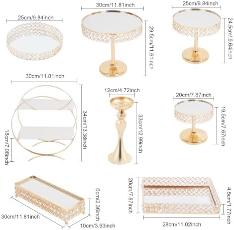 10 PCS Cake Stand Set Gold Crystal Dessert Table Plate Set, Metal Cupcake Tray Candy Fruit Display Tower for, alternate view