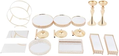 10 PCS Cake Stand Set Gold Crystal Dessert Table Plate Set, Metal Cupcake Tray Candy Fruit Display Tower for, alternate view
