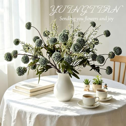 10 Pcs Chrysanthemum Artificial Flowers Silk Stems Blue, alternate view 6