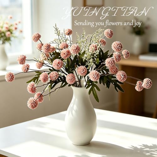10 Pcs Chrysanthemum Artificial Flowers Silk Stems Pink, alternate view 4
