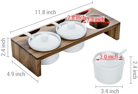 10 Pcs Condiment Pot Serving Dish Set, Hosting Essentials, Premium Acacia Solid Wood Raised Display Server Tray, alternate