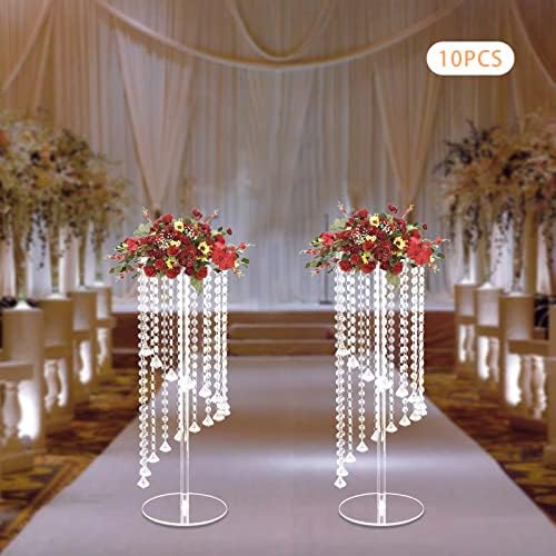 10 Pcs Crystal Flower Stand, 23.6in Wedding Centerpiece in Clear, alternate view 2