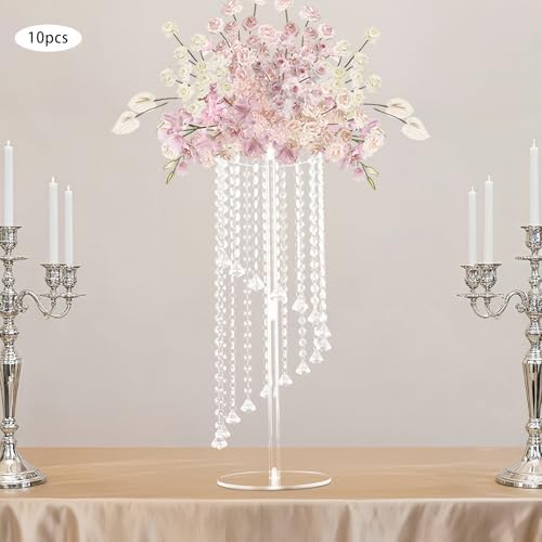 10 Pcs Crystal Flower Stand, 23.6in Wedding Centerpiece in Clear, alternate view 4