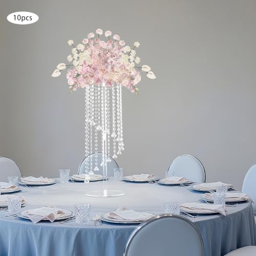 10 Pcs Crystal Flower Stand, 23.6in Wedding Centerpiece in Clear, alternate view 5