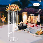 10 Pcs Crystal Flower Stand, 23.6in Wedding Centerpiece in Clear, alternate view 6