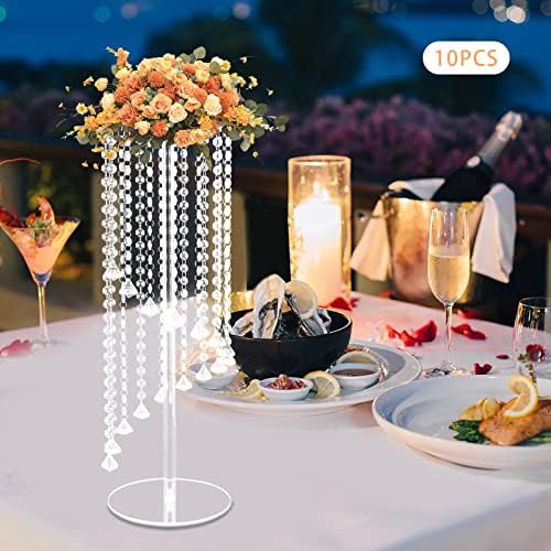 10 Pcs Crystal Flower Stand, 23.6in Wedding Centerpiece in Clear, alternate view 6