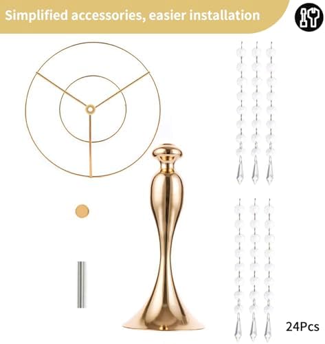 10 Pcs Crystal Flower Stand Wedding Centerpieces for Tables, 10.2in/26cm Height Metal Flowers Holders Party, alternate view 6