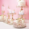 10 Pcs Crystal Gold Cake Stand Set, Elegant Dessert Display Stands Tray Round Cupcake Stand with Mirror Plate