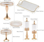 10 Pcs Crystal Gold Cake Stand Set, Elegant Dessert Display Stands Tray Round Cupcake Stand with Mirror Plate, alternate view