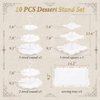 10 Pcs Cupcake Stand, Dessert Table Display Set with Gold Rim,3 x Three-Tier and 3 x Two-Tier Cake Stands,4 x, alternate view