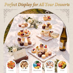 10 Pcs Cupcake Stand, Dessert Table Display Set with Gold Rim,3 x Three-Tier and 3 x Two-Tier Cake Stands,4 x, alternate view