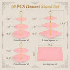 10 Pcs Cupcake Stand, Dessert Table Display Set with Gold Rim, 3 x Three-Tier and 3 x Two-Tier Cake Stands,4 x, alternate