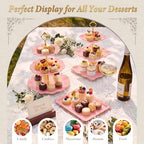 10 Pcs Cupcake Stand, Dessert Table Display Set with Gold Rim, 3 x Three-Tier and 3 x Two-Tier Cake Stands,4 x, alternate