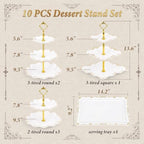 10 Pcs Cupcake Stand, Dessert Table Display Set with Gold Rim, 3 x Three-Tier and 3 x Two-Tier Cake Stands,4 x, alternate