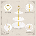 10 Pcs Cupcake Stand, Dessert Table Display Set with Gold Rim, 3 x Three-Tier and 3 x Two-Tier Cake Stands,4 x, alternate