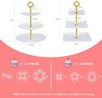 10 Pcs Dessert Set, 6 Three-Tier Cupcake Stands, 4 Serving Trays in white, alternate view 3
