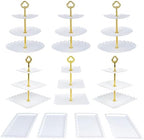10 Pcs Dessert Set, 6 Three-Tier Cupcake Stands, 4 Serving Trays in white, alternate view 4