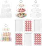 10 Pcs Dessert Table Display Set -Plastic Dessert Table Display Set,4 x Large 3-Tier Cupcake Stands/Cup Cake