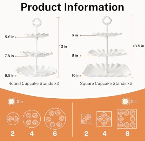 10 Pcs Dessert Table Display Set -Plastic Dessert Table Display Set,4 x Large 3-Tier Cupcake Stands/Cup Cake, alternate view