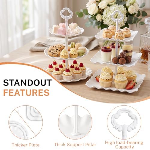 10 Pcs Dessert Table Display Set -Plastic Dessert Table Display Set,4 x Large 3-Tier Cupcake Stands/Cup Cake, alternate view