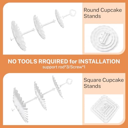 10 Pcs Dessert Table Display Set -Plastic Dessert Table Display Set,4 x Large 3-Tier Cupcake Stands/Cup Cake, alternate view