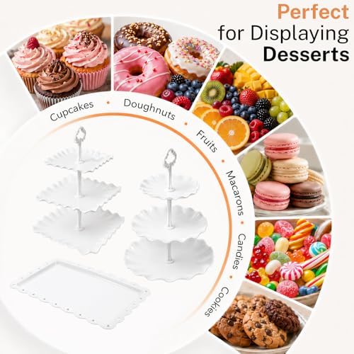10 Pcs Dessert Table Display Set -Plastic Dessert Table Display Set,4 x Large 3-Tier Cupcake Stands/Cup Cake, alternate view