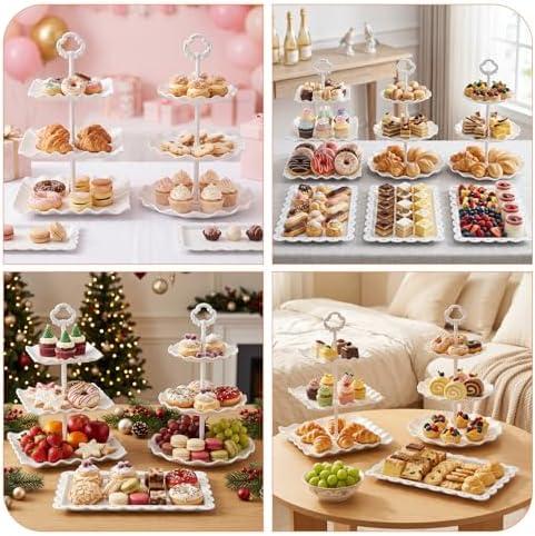10 Pcs Dessert Table Display Set -Plastic Dessert Table Display Set,4 x Large 3-Tier Cupcake Stands/Cup Cake, alternate view