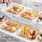 10 PCS Disposable Paper Serving Trays, Heavy Duty Rectangle Paper Plates in Gold, alternate view 2