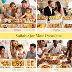 10 PCS Disposable Paper Serving Trays, Heavy Duty Rectangle Paper Plates in Gold, alternate view 5