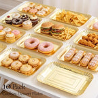 10 PCS Disposable Paper Serving Trays, Heavy Duty Rectangle Paper Plates in Gold, alternate view 6