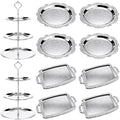 10 Pcs Elegant Silver Serving Tray Set Vintage Three Tiered Tray in Silver