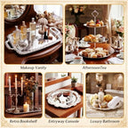 10 Pcs Elegant Silver Serving Tray Set Vintage Three Tiered Tray in Silver, alternate view 6