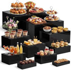 10 Pcs Extra Large Acrylic Buffet Risers Table, 7 to 16 in, Black in 7.2 to 16" in Black
