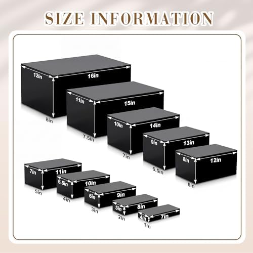 10 Pcs Extra Large Acrylic Buffet Risers Table, 7 to 16 in, Black in 7.2 to 16" in Black, alternate view 2