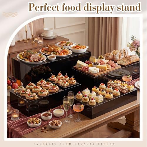 10 Pcs Extra Large Acrylic Buffet Risers Table, 7 to 16 in, Black in 7.2 to 16" in Black, alternate view 5