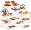 10 Pcs Extra Large Acrylic Buffet Risers Table, 7 to 16 in, Clear in 7.2 to 16" in Clear